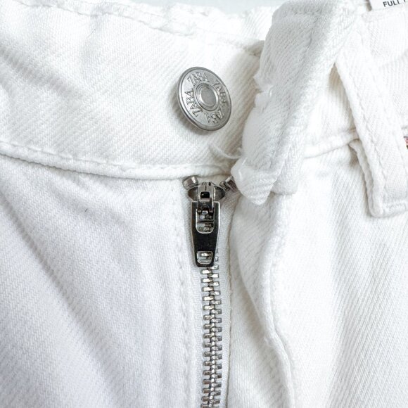 NWT ZARA Jeans Mid-Rise Wide Leg Full Length White Denim Women's Size 2 EUR 34 - Picture 6 of 8